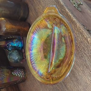 Vintage Carnival Glass Divided Dish